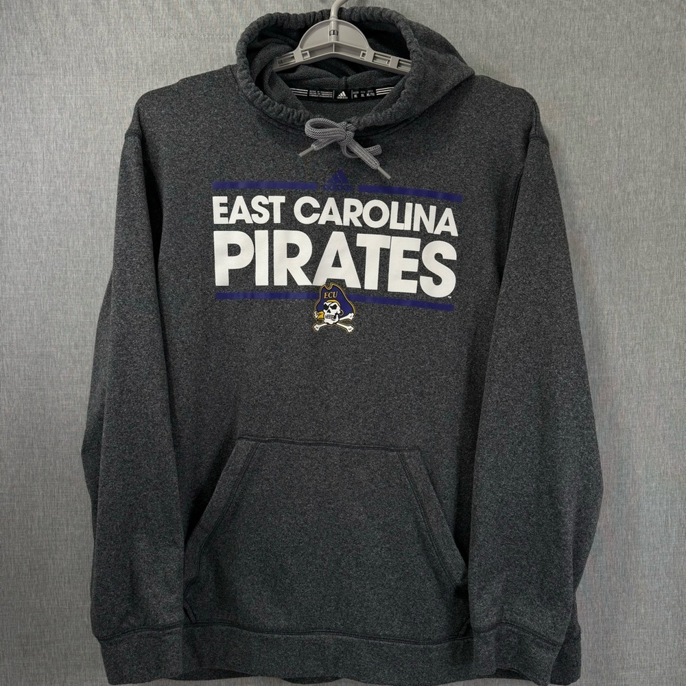 Men’s XL Adidas East Carolina University Gray Hoodie Sweatshirt - Climawarm ECU